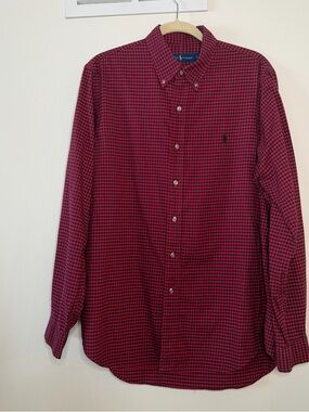 Ralph Lauren Men’s Red & Black Micro Check Button-Down Shirt, L